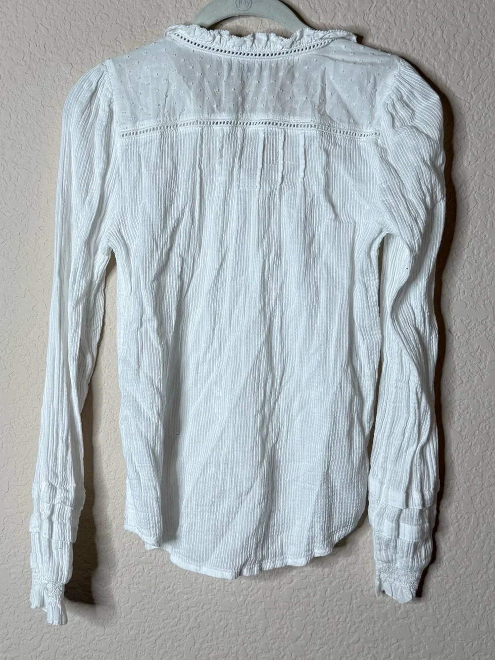 Quince Organic Cotton Textured Peasant Blouse Top Women's Size XS White